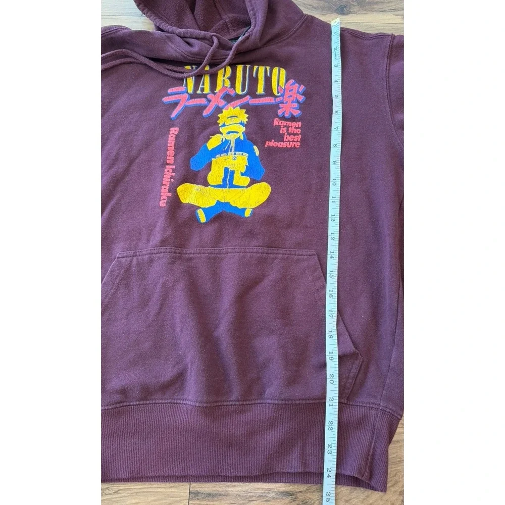 Naruto Hoodie Mens S Maroon Anime Graphic Ramen Ichiraku Pullover
